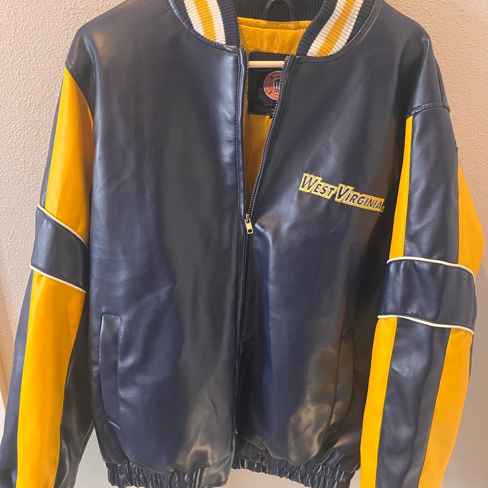 West Virginia Blue and Yellow Leather Jacket